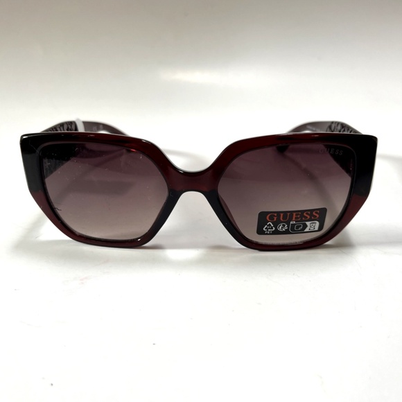GUESS Butterfly Sunglasses GO00047 Acetate Burgundy Embossed Logo Brown Lens main image 7